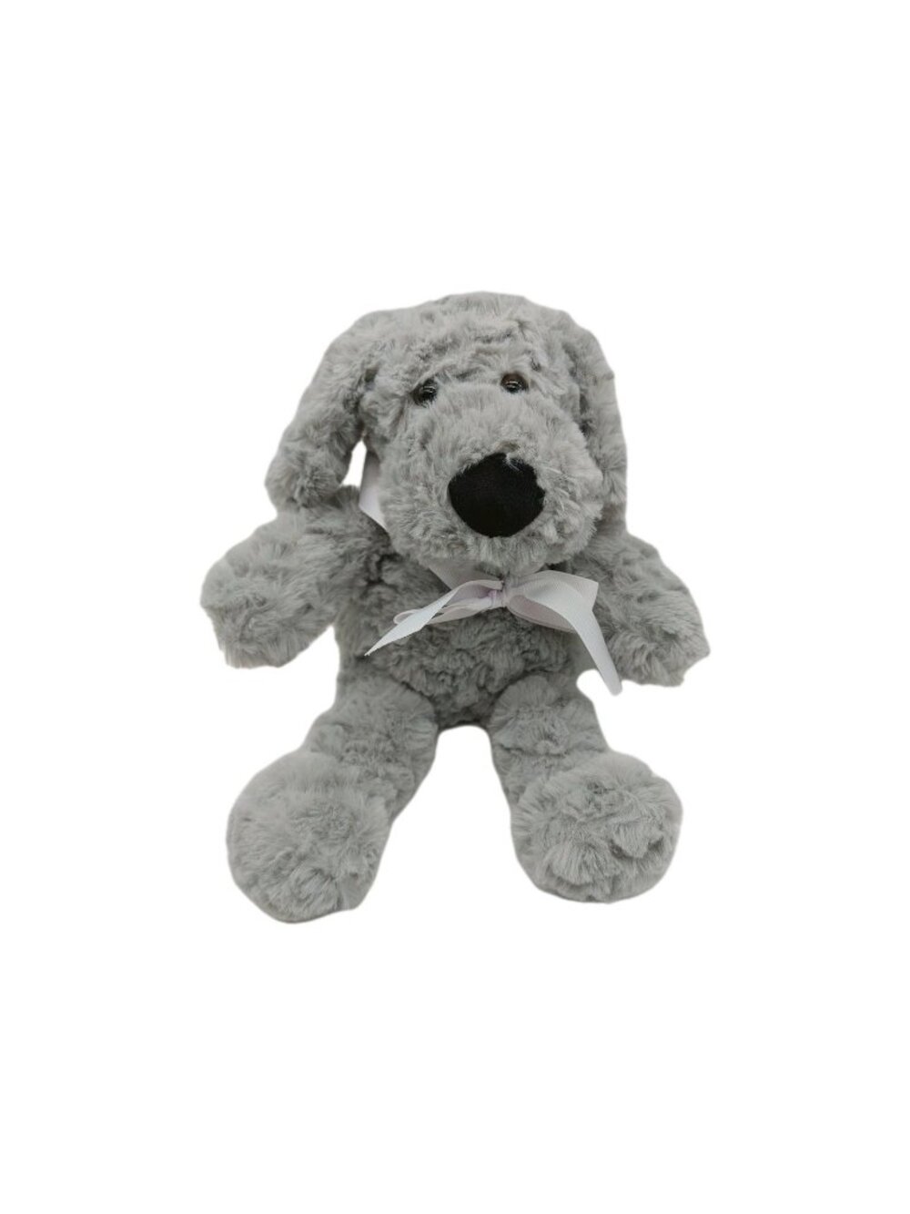Meijer Gray Puppy Dog Plush 13" Fluffy Fur Stuffed Animal Toy Black Nose